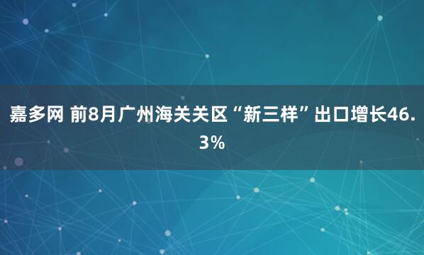 嘉多网 前8月广州海关关区“新三样”出口增长46.3%