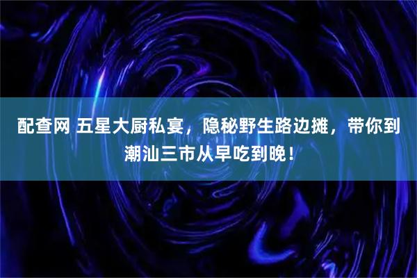 配查网 五星大厨私宴，隐秘野生路边摊，带你到潮汕三市从早吃到晚！